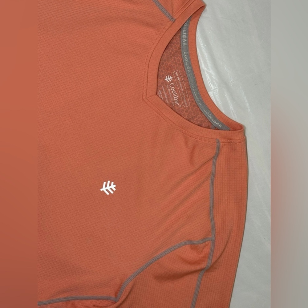 Coolibar UPF 50+ V Neck Tee Shirt Womens XXL Orange Short Sleeve Sun Protection - Picture 3 of 6